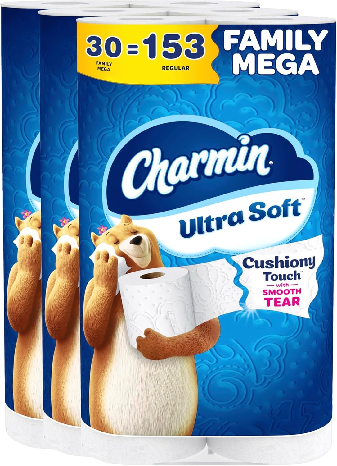 image:imageCharmin Ultra Soft Cushiony Touch Toilet Paper 30 Family Mega 153 Regular Rolls 2Ply WhiteFamily Mega