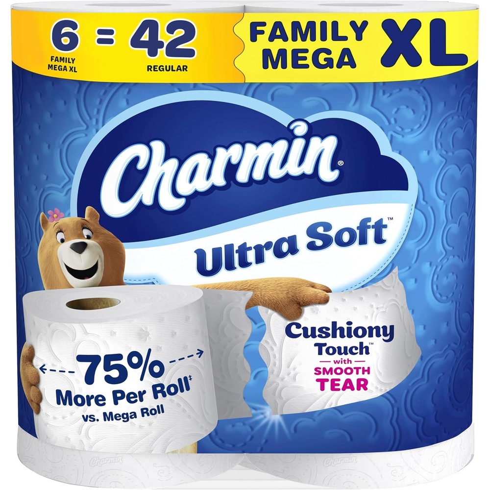 image:imageCharmin Ultra Soft Cushiony Touch Toilet Paper 30 Family Mega  153 Regular Rolls 2Ply WhiteFamily Mega XL